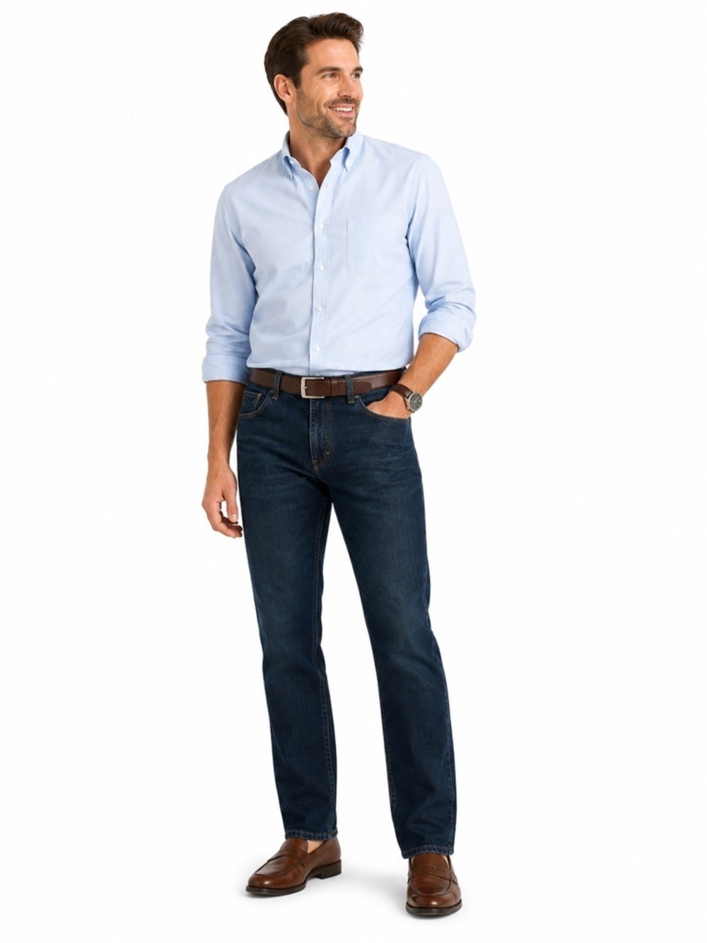 Tommy Hilfiger Tommy Men’s 31 x 30” Dark Washed Mid Rise Blue Straight L…